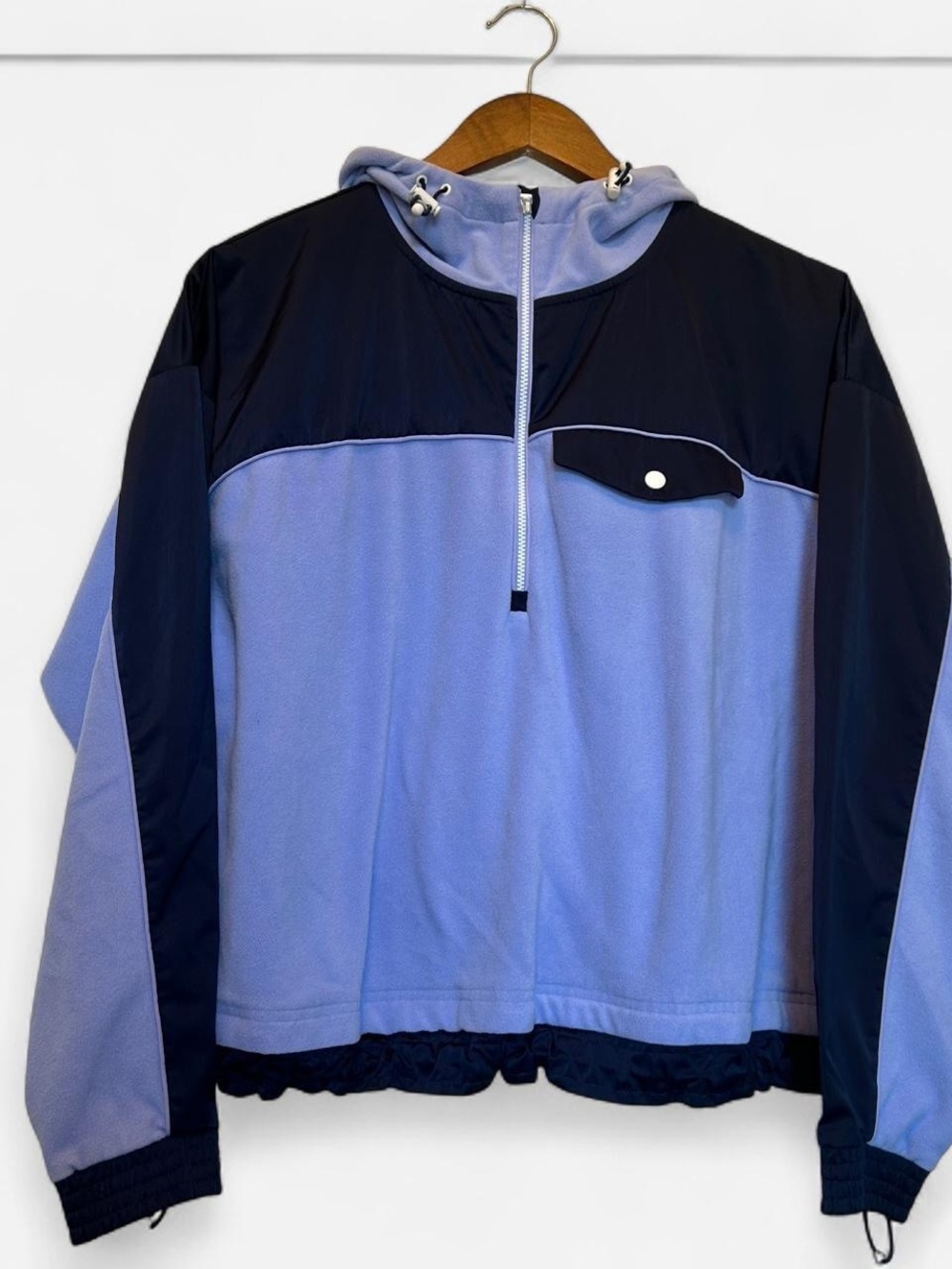 Athleta Lavender and Navy Half-Zip Hoodie Sweatshirt